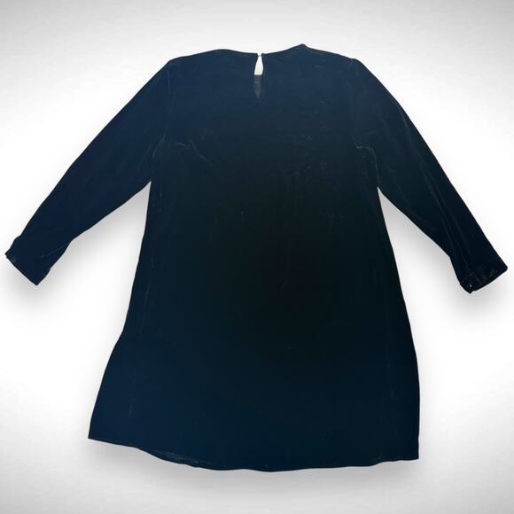 Eileen Fisher Small System Long Sleeve Knee Length Dress Black Velvet Silk Blend - Picture 5 of 9